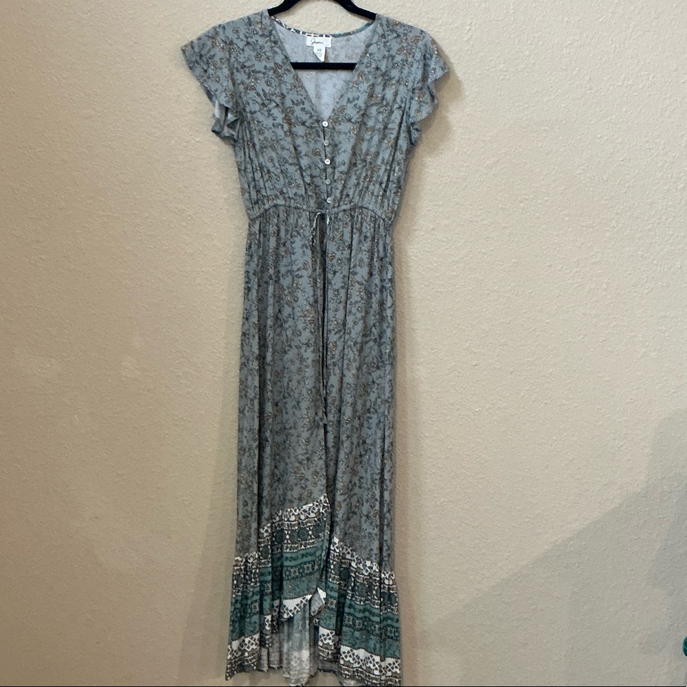 Japna Blue and Green Floral Maxi Dress